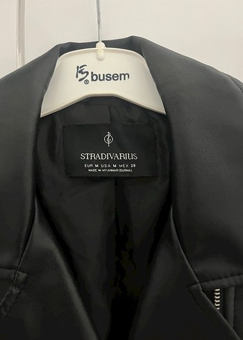 Siyah Deri Biker Ceket Kemerli - Görsel 2