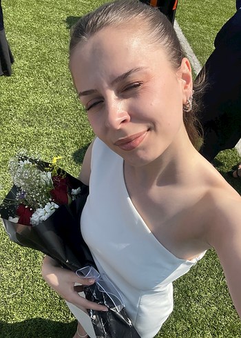 Beyaz Straplez Mini Mezuniyet Elbisesi - Görsel 2