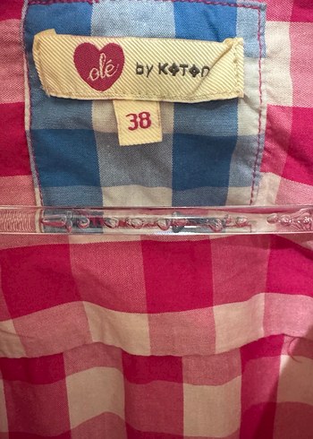 KOTON Düğmeli Pembe Kareli Kadın Gömlek - Görsel 2