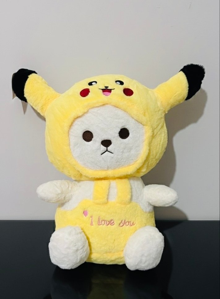 BÜYÜK AYICIK PİKACU SAPKALI ETİKETLİ SIFIR Sevimli Peluş Oyuncak - Görsel 2