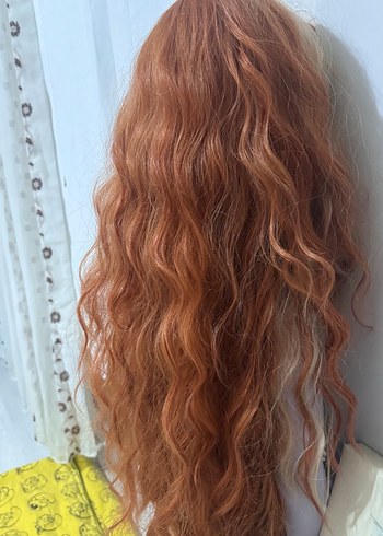 Kızıl sarı saç detaylı Dalgalı peruk 65 70 cm - Görsel 3