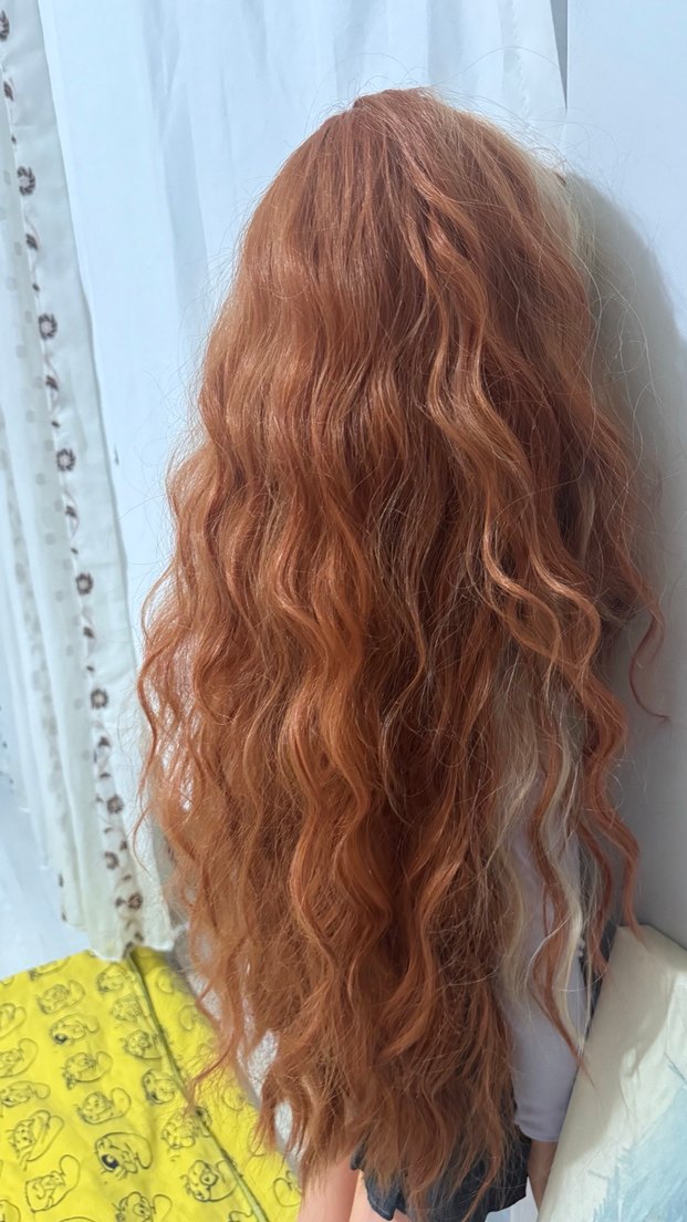 Kızıl sarı saç detaylı Dalgalı peruk 65 70 cm - Görsel 3