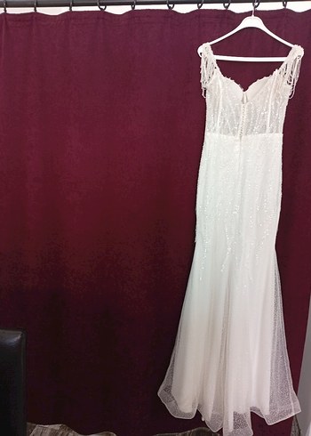 İnci Detaylı Uzun Balık Gelinlik - Görsel 2