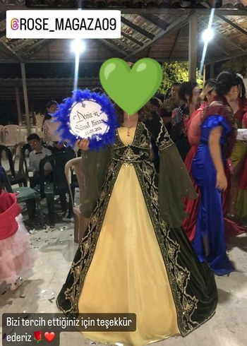 Uzun Kol Straplez Etnik Bohem Kadın Kına Kaftan