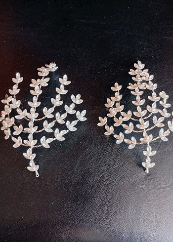 Beyaz İşlemeli Payetli Kadın saç aksesuarları - Görsel 2