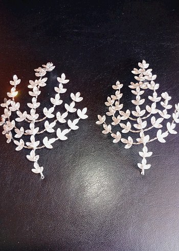 Beyaz İşlemeli Payetli Kadın saç aksesuarları - Görsel 4