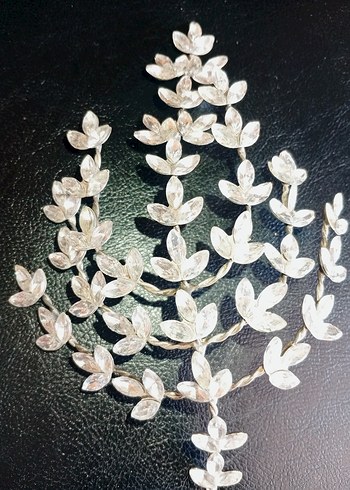 Beyaz İşlemeli Payetli Kadın saç aksesuarları - Görsel 3