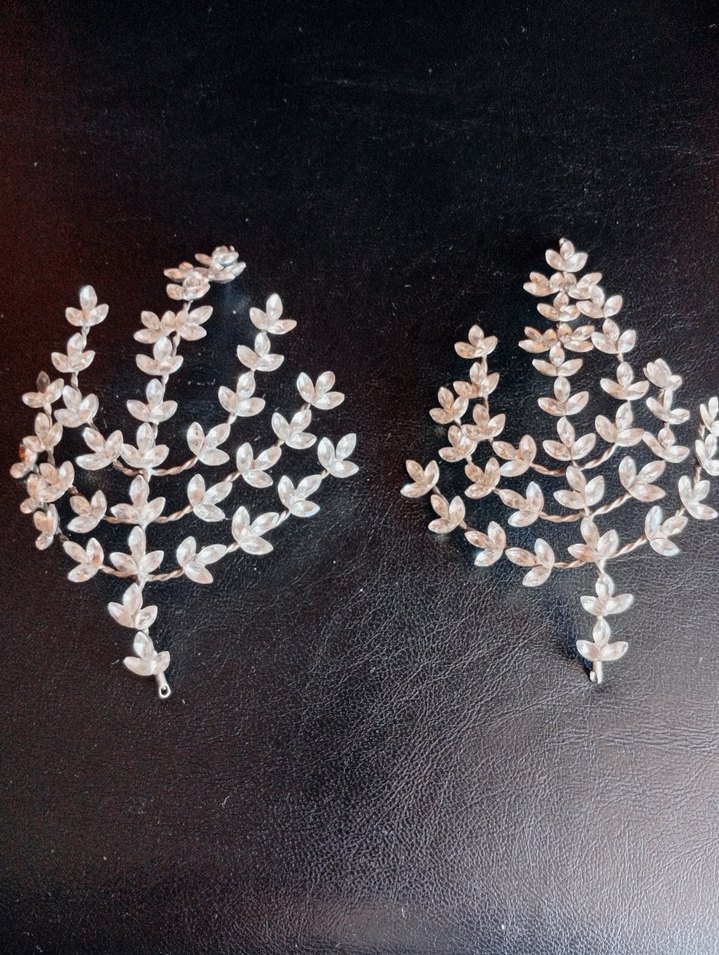 Beyaz İşlemeli Payetli Kadın saç aksesuarları - Görsel 2