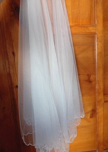 Drapeli Beyaz Düğün Duvağı - Görsel 2