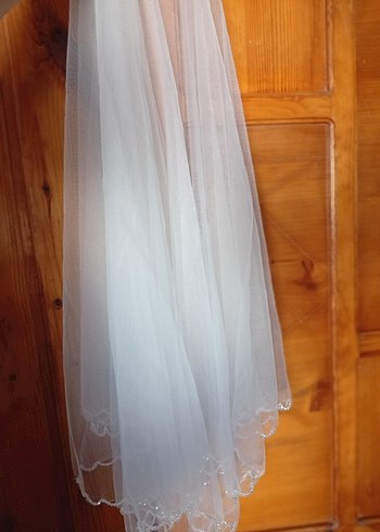 Drapeli Beyaz Düğün Duvağı - Görsel 3