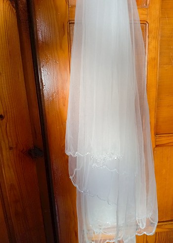 Drapeli Beyaz Düğün Duvağı - Görsel 6