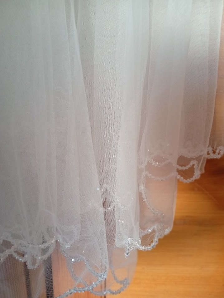 Drapeli Beyaz Düğün Duvağı - Görsel 4