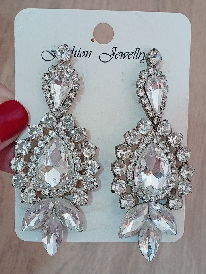 Beyaz Zirkon taşlı Kadın Küpeler - Görsel 2