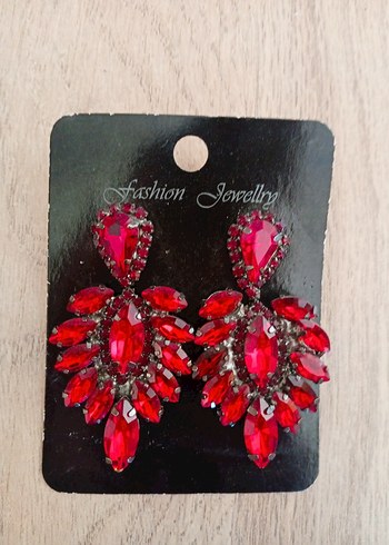 Kırmızı Payetli Mini Bohem Küpe - Görsel 2