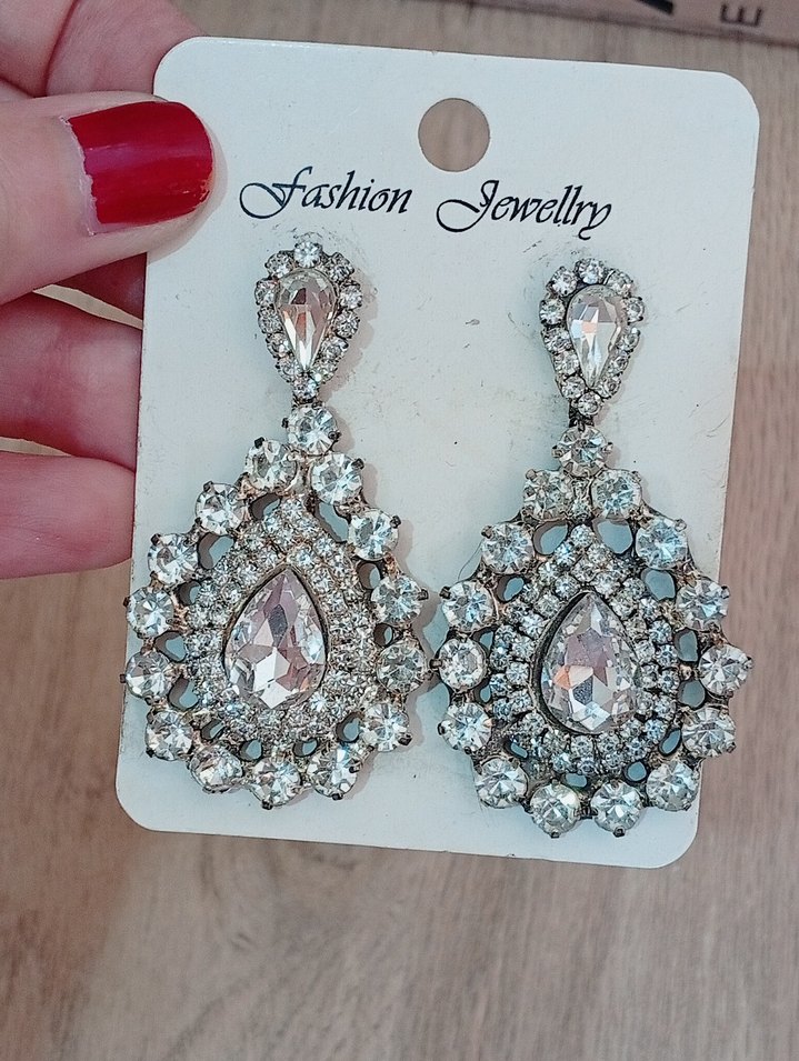 Bej Pullu Uzun Bohem Gelin Küpeleri - Görsel 2