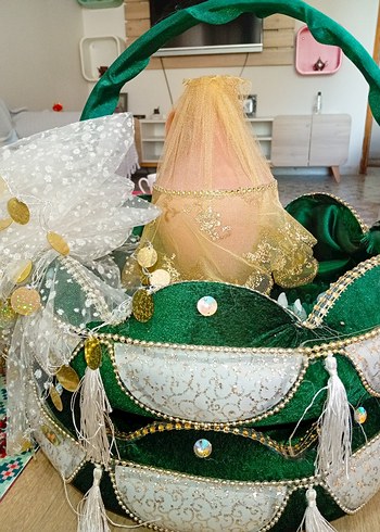 Boncuk İşlemeli Yeşil Kına Sepeti - Görsel 5