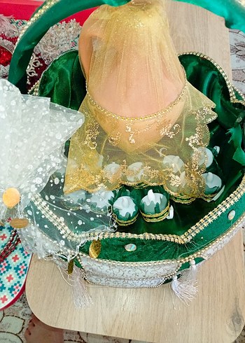 Boncuk İşlemeli Yeşil Kına Sepeti - Görsel 4