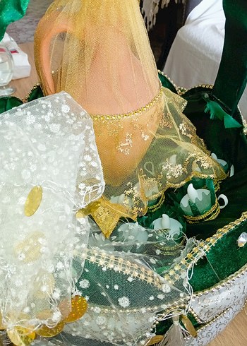 Boncuk İşlemeli Yeşil Kına Sepeti - Görsel 3