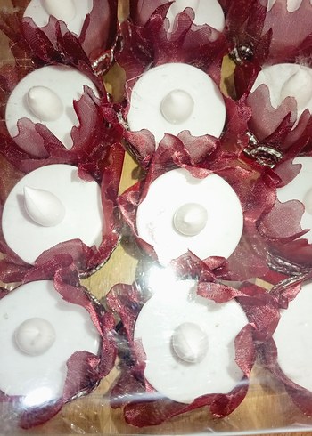 Bordo Sargılı Beyaz kına mumu içi pilli 12 adet - Görsel 3