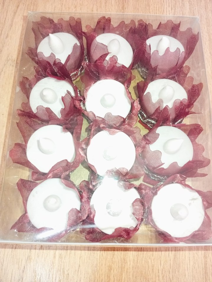 Bordo Sargılı Beyaz kına mumu içi pilli 12 adet - Görsel 2