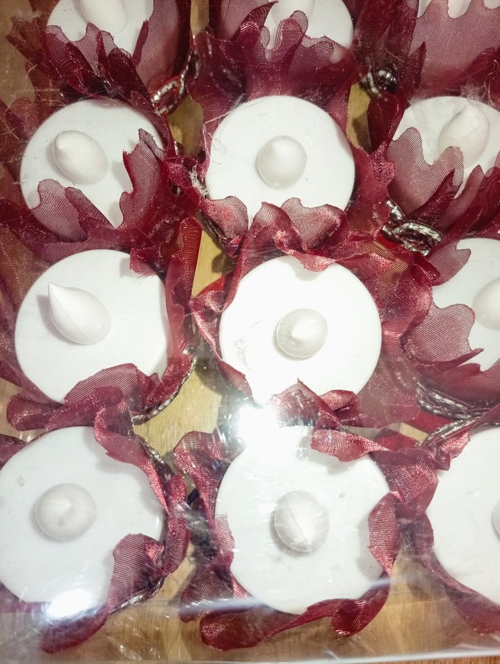 Bordo Sargılı Beyaz kına mumu içi pilli 12 adet - Görsel 3