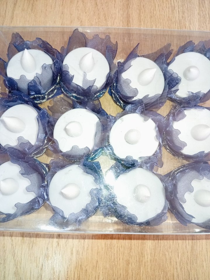 Mavi Süslemeli Beyaz Mum Seti Kına mumu - Görsel 2