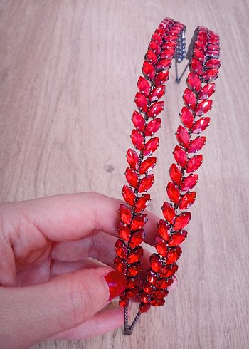 Kırmızı Parlak Cam Taşlı Kadın Saç Tokası - Görsel 3