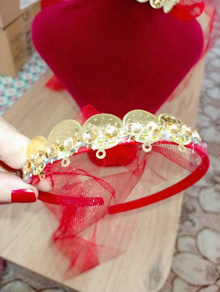 Altın Renkli Boncuklu Kadın Saç Aksesuarı Kına gecesi - Görsel 2