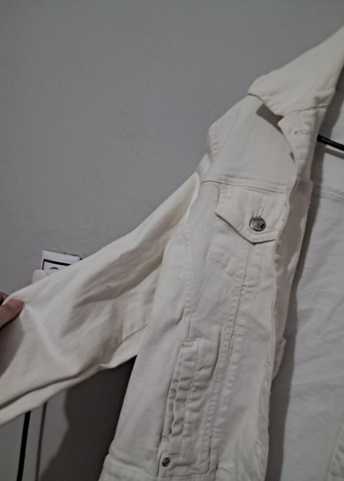 Beyaz kot ceket - Görsel 3