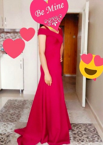 bordo Uzun Abiye Elbise