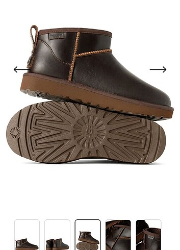 UGG Classic Ultra Mini Lthr Regen Kadın Kahverengi Bot