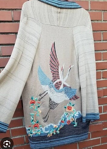s Beden camel Renk Zara Arkası Nakışlı Hirka