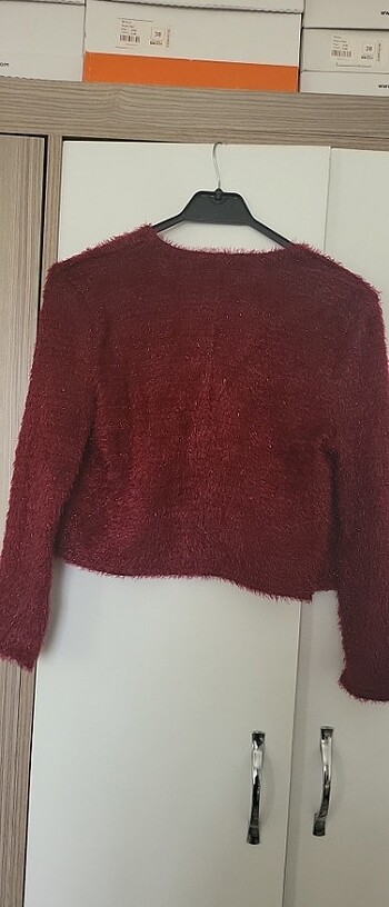 s Beden bordo Renk Mango Bordo Parıltılı Hirka