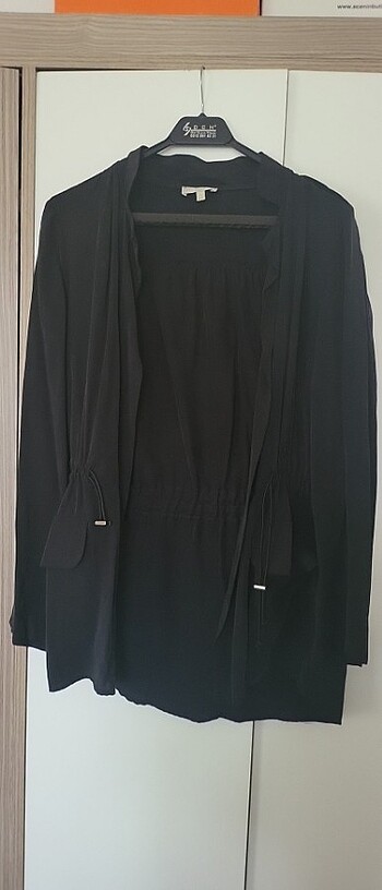 Twist Siyah Midi Trenckot