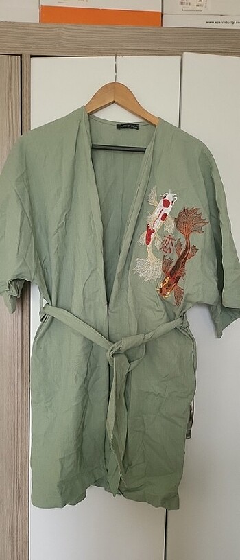Yeşil Ejderha Nakışlı Kimono