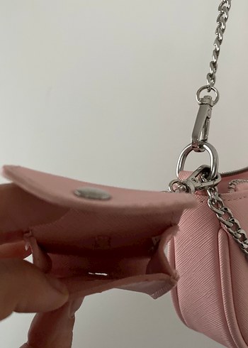 Zincir Detaylı Pastel Pembe Deri Kadın Çanta - Görsel 5