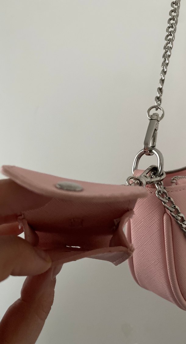 Zincir Detaylı Pastel Pembe Deri Kadın Çanta - Görsel 5