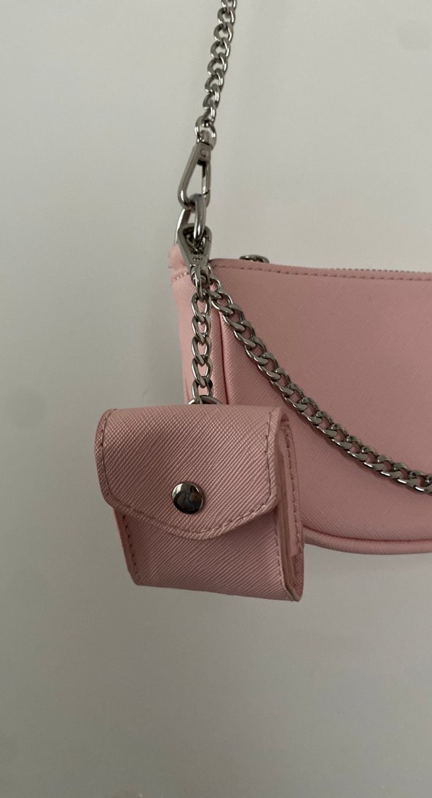 Zincir Detaylı Pastel Pembe Deri Kadın Çanta - Görsel 3