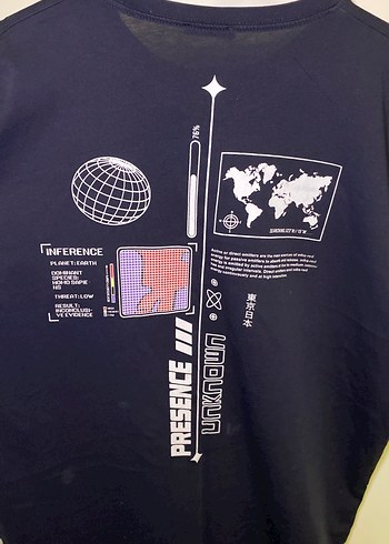 Lacivert Baskılı Oversize Tişört - Görsel 2