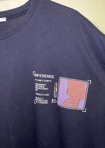 Lacivert Baskılı Oversize Tişört - Görsel 3