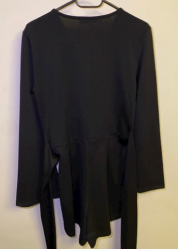 Uzun Kollu Siyah V Yaka Kumaş Tulum - Görsel 5