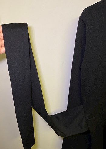 Uzun Kollu Siyah V Yaka Kumaş Tulum - Görsel 6