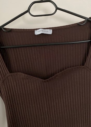 Kahverengi Kalp Yaka Fitilli Bluz - Görsel 2