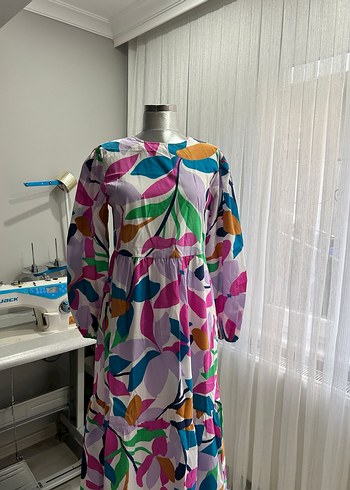 Çiçek Desenli Uzun Bohem Elbise - Görsel 7