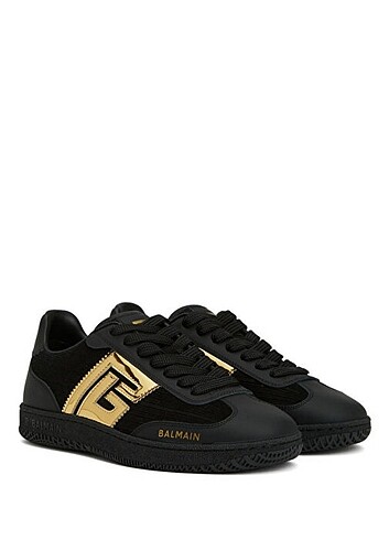 Balmain Swan Striped Siyah Gold Kadın Deri Sneaker