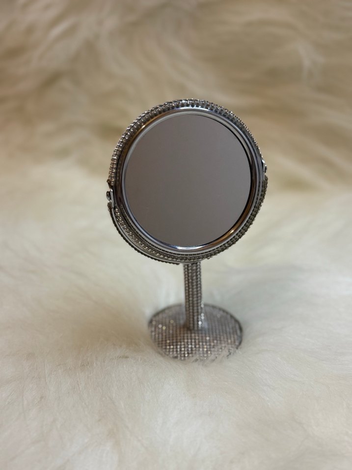 Kristal taşlı tasarım ufak boy Masaüstü Makyaj Aynası - Görsel 2