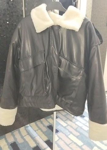 Kaside deri peluşlu mont - Görsel 2