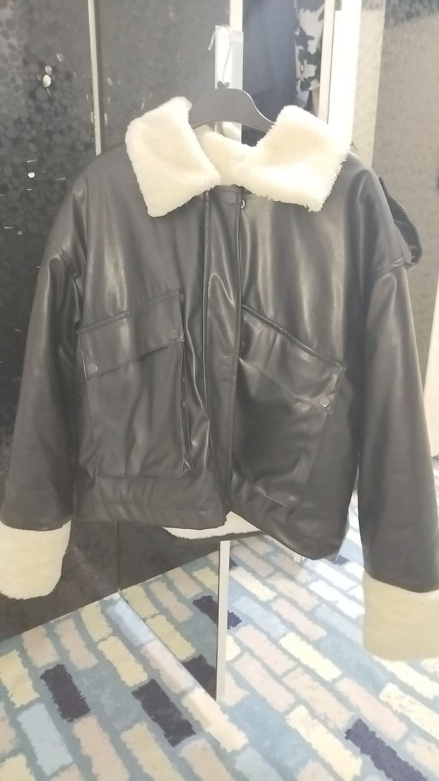 Kaside deri peluşlu mont - Görsel 2