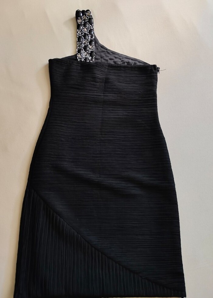 Abiye siyah tek omuz askılı  - Görsel 2