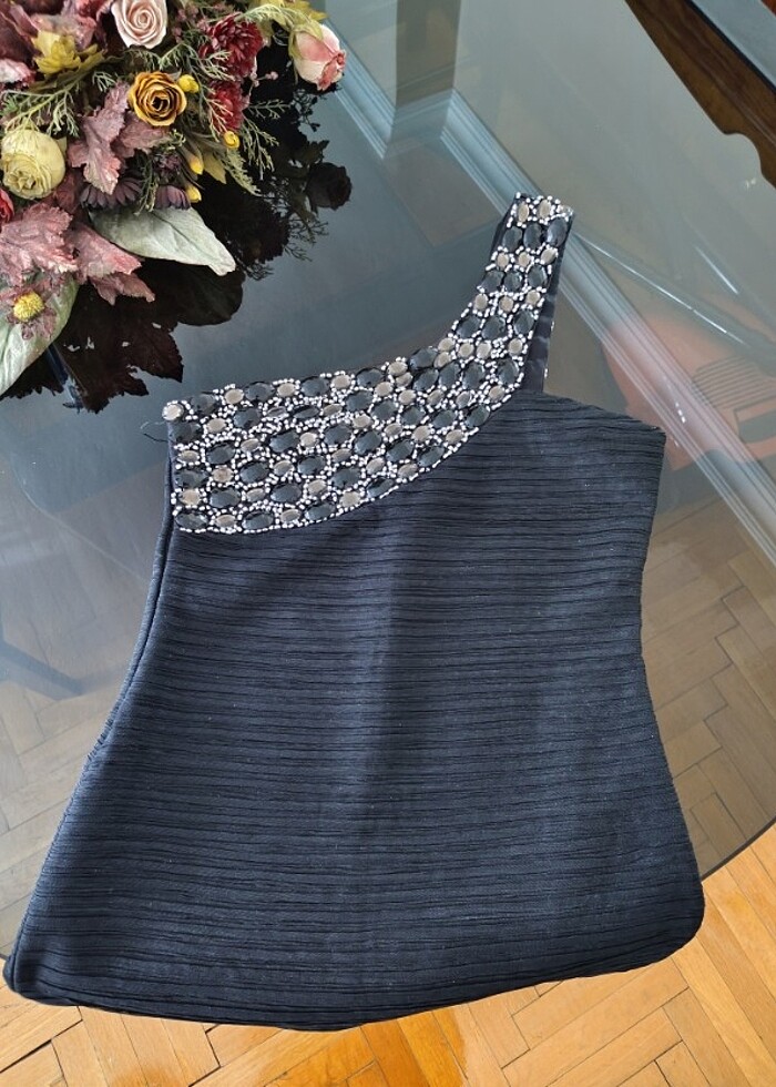 Abiye siyah tek omuz askılı  - Görsel 3